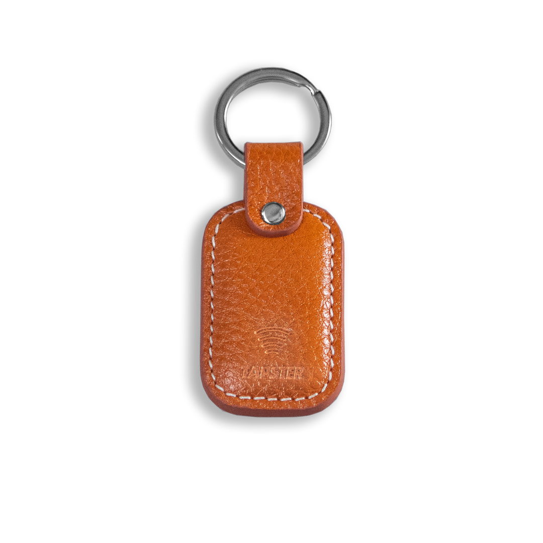  Brown Leather Keyring | Premium NFC Contactless Keychain  